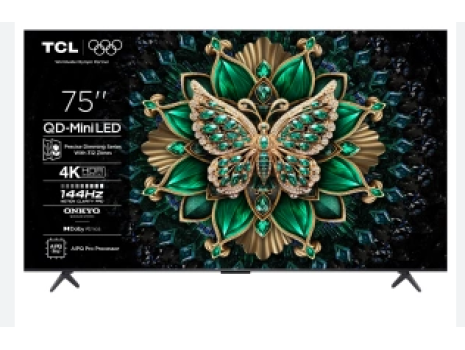 TCL 75C6K 4K QD-Mini LED Google TV, 144Hz Motion clarity Pro & Onkyo 2.1